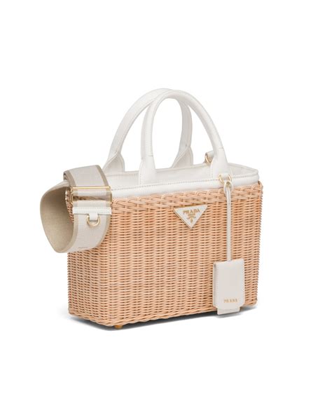 prada borsa midollino|Borsa Shopping In Midollino E Canvas Naturale/bianco .